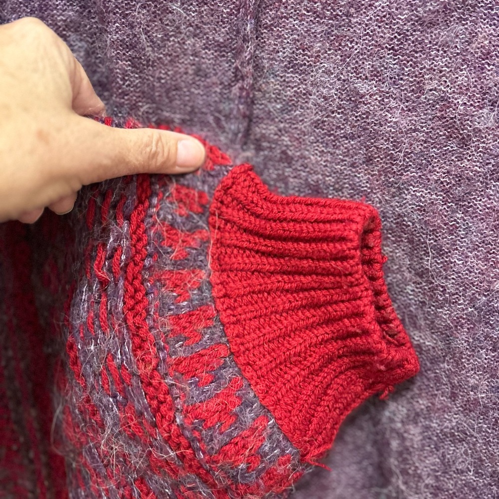Free People Purple and Red Scoop Neck Sweater Oversized - Picture 5 of 8